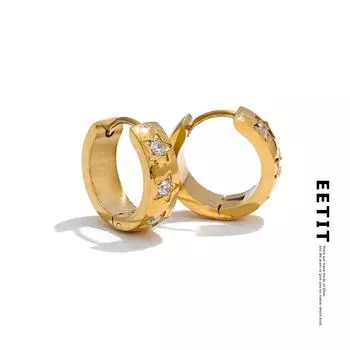 Размер Иит:16*16 мм циркониевые круглые повседневные серьги-кольца для женщин предотвращают аллергию нержавеющая сталь высокое качество шикарные ювелирные изделия золотой