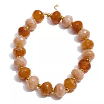 Eetit Resin Круглые бусины Ручная работа Ожерелье 2025 Женское Водонепроницаемая Нержавеющая сталь Персонализированные Осенне-зимние украшения Новинка янтарь