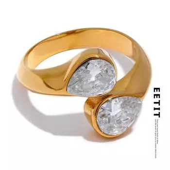 Eetit Роскошное блестящее кольцо с кубическим цирконием AAA из нержавеющей стали с геометрическим рисунком, высокое качество, текстурированные ювелирные аксессуары для женщин, подарок 7 серебряный