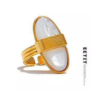 Eetit Роскошное натуральное кольцо из нержавеющей стали с геометрическим узором, золотого цвета, 18 карат, с покрытием PVD, высококачественные французские украшения для пальцев 2024 7 золотой