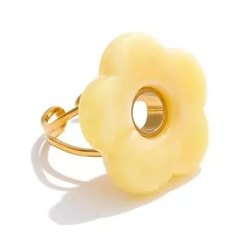 Eetit Розовый Зеленый Желтый Серый Толстый Цветок из Смолы Регулируемое Кольцо Позолоченная Нержавеющая Сталь 18K Поступления Y2K Популярные Украшения 7 жёлтый