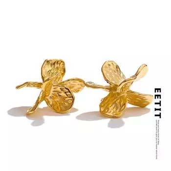 Eetit Серьги-гвоздики из нержавеющей стали с цветком, золото, серебро, с покрытием PVD, модные украшения для ушей, подвески, бижутерия для женщин золотой