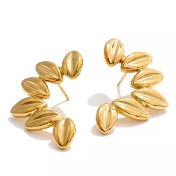 Eetit Серьги-пусеты из нержавеющей стали 316L в виде металлических листьев, устойчивые к потускнению, с PVD-покрытием, модная бижутерия для женщин, аксессуары золотой