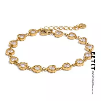 Eetit Сердце кубический цирконий блестящий водонепроницаемый браслет из нержавеющей стали ювелирные изделия литье технологии праздничные подарки золотой