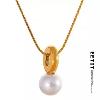 Eetit Shell искусственный жемчуг модный кулон из нержавеющей стали золотое ожерелье очаровательные корейские ювелирные изделия высокого качества для женщин подарок золотой
