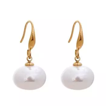 Eetit Шикарные висячие серьги с искусственным жемчугом для женщин Предотвращают аллергию Нержавеющая сталь Повседневные украшения Высокое качество золотой