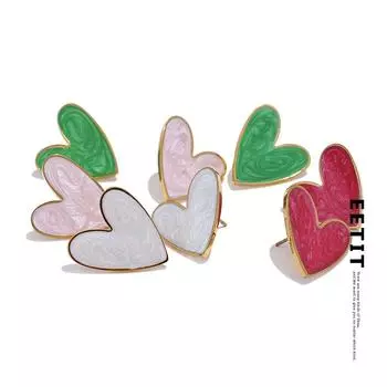 Eetit сладкая эмаль, 3 цвета, сердце, весна-лето, серьги-гвоздики «Любовь», водонепроницаемые, из нержавеющей стали, модные ювелирные изделия на каждый день Y2K, 2024 красный
