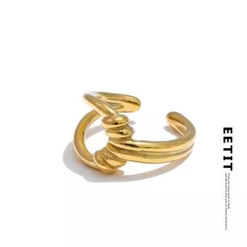 Eetit Стильное уникальное геометрическое полое открытое персонализированное кольцо из нержавеющей стали золотого и серебряного цвета, шикарное популярное ювелирное украшение в подарок 7 золотой