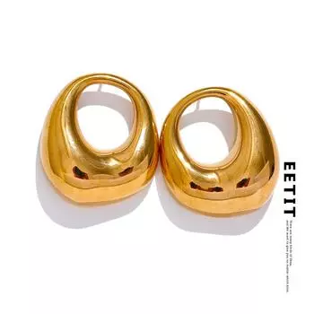 Eetit стильные гладкие металлические полые серьги-гвоздики из нержавеющей стали необычные женские серьги-гвоздики с покрытием из 18-каратного золота, очаровательные повседневные украшения