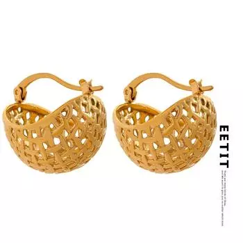 Eetit стильные уникальные металлические текстурированные обручи из нержавеющей стали серьги-обнимашки темпераментные индивидуальные модные очаровательные золотые украшения