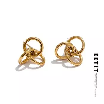 Eetit Стильные уникальные серьги-гвоздики из нержавеющей стали с геометрическим узором и покрытием PVD, повседневные, молодежные, оптовые ювелирные изделия серебряный