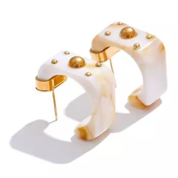 Eetit Стильные винтажные серьги в ковбойском стиле из смолы в форме буквы С, классические геометрические, повседневные, из нержавеющей стали, модная привлекательная бижутерия золотой