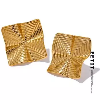 Eetit темпераментные модные металлические квадратные серьги из нержавеющей стали, креативные большие серьги-гвоздики, эффектные водонепроницаемые ювелирные изделия, привлекательные золотой