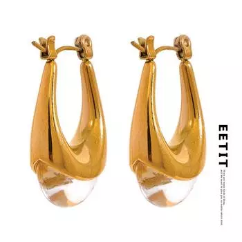 Eetit текстурированные литые серьги-кольца из нержавеющей стали, модные золотые украшения из прозрачной смолы Aretes De Mujer Modernos 2023
