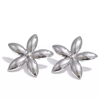 Eetit Трендовые серьги-пусеты в виде цветка из нержавеющей стали для женщин, гипоаллергенный металл, повседневные летние ювелирные аксессуары серебряный