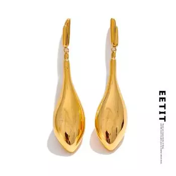 Eetit Trendy Нержавеющая сталь Большие металлические серьги-капли с подвесками Водонепроницаемая текстура Универсальные украшения для вечеринок золотой