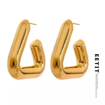 Eetit треугольные серьги-кольца из нержавеющей стали, массивная металлическая текстура, предотвращает аллергию, водонепроницаемые украшения для женщин, подарок золотой
