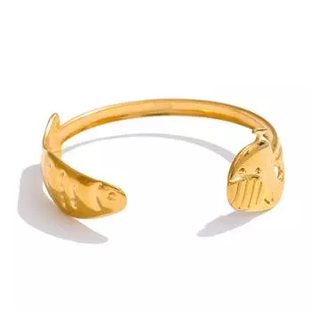 Eetit Водонепроницаемый браслет-манжета в океанском стиле с ракушками, открытый браслет-бенгл, регулируемый, из нержавеющей стали, эффектное украшение-шарм для запястья золотой