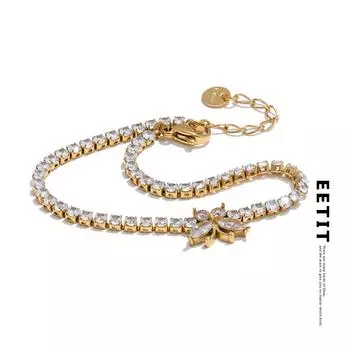 Eetit Высококачественные аксессуары, блестящий браслет-бабочка из кубического циркония, изящные ювелирные изделия из нержавеющей стали золотого и серебряного цвета золотой