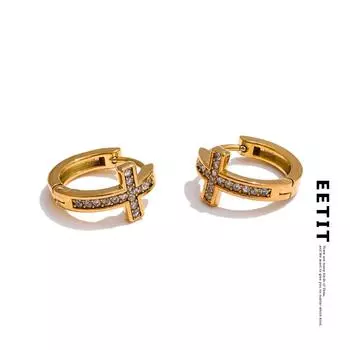 Eetit Высококачественные серьги-кольца с кубическим цирконием, универсальные, ежедневные, из нержавеющей стали, очаровательные, подарочные украшения золотой
