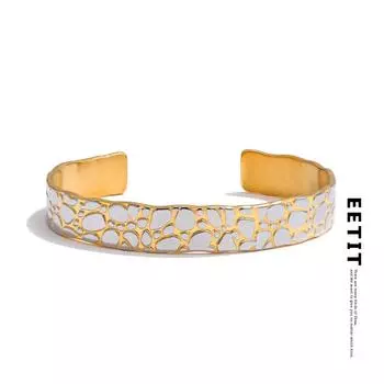 Eetit Высококачественный металлический круглый браслет-манжета из нержавеющей стали с водонепроницаемой текстурой, отличительные украшения на запястье золотой