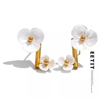 Водонепроницаемые вращающиеся романтические серьги-гвоздики Eetit Fairy Flower 2024 года из эксклюзивной нержавеющей стали, гармоничное сочетание с шикарными нарядными украшениями золотой