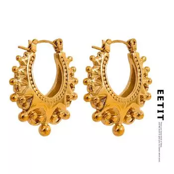 Eetit винтажные круглые полупустые серьги-кольца из нержавеющей стали, водонепроницаемые ретро-золотые модные привлекательные ювелирные изделия для женщин золотой