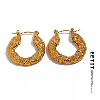 Eetit винтажные персонализированные круглые полые металлические серьги-кольца из нержавеющей стали с текстурой 18 К PVD-покрытием, модные ювелирные изделия, женский подарок