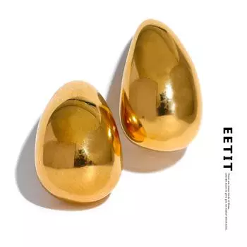 Eetit водонепроницаемые глянцевые гладкие серьги из нержавеющей стали с каплями воды полупустые серьги популярный стиль популярные металлические ювелирные изделия с покрытием из 18-каратного золота золотой