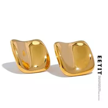 Eetit водонепроницаемые квадратные серьги-гвоздики из нержавеющей стали 316, японская мода, металлические, цвета: золотистый, серебряный, водонепроницаемые, простые повседневные украшения золотой