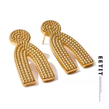 Eetit водонепроницаемые металлические серьги-гвоздики с геометрическим геометрическим узором, предотвращающие аллергию, простые, универсальные ювелирные изделия, подарок