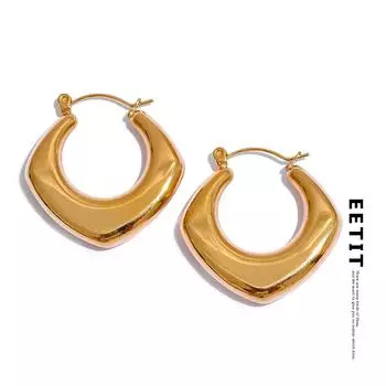 Eetit водонепроницаемые полые серьги-кольца из нержавеющей стали с геометрическим рисунком, минималистичные серьги золотого цвета с текстурой, очаровательные ювелирные изделия для женщин, бижутерия золотой
