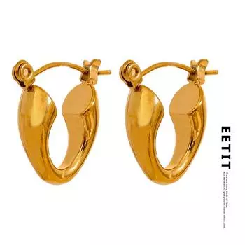 Eetit, водонепроницаемые серьги-кольца из нержавеющей стали с геометрическим рисунком, маленькие серьги-кольца, предотвращающие аллергию, металлические модные золотые ювелирные изделия, женские украшения золотой