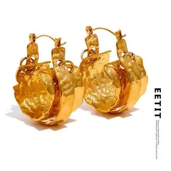 Eetit, водонепроницаемые серьги-кольца из нержавеющей стали 316l, металлические геометрические необычные массивные серьги-кольца, позолоченные, винтажные водонепроницаемые ювелирные изделия золотой