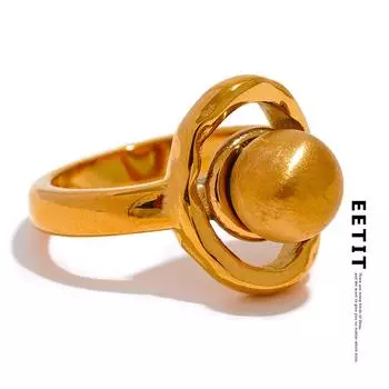 Eetit водостойкое круглое кольцо из нержавеющей стали 316L, модное очаровательное кольцо 2023, модное текстурированное золотого цвета, стильное женское украшение на палец 6 золотой