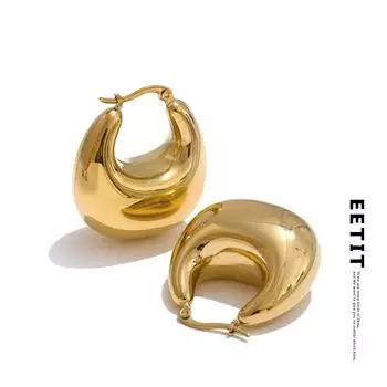 Eetit высококачественные глянцевые гладкие металлические массивные полые серьги-кольца из нержавеющей стали 2025 года, рекомендуем ювелирные изделия с покрытием PVD серебряный
