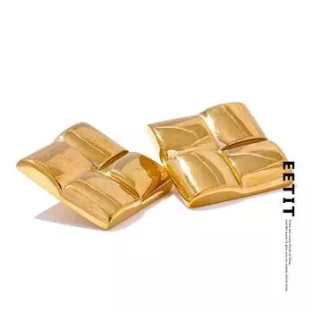 Eetit, высококачественные металлические квадратные массивные серьги-гвоздики из нержавеющей стали, водонепроницаемые, очаровательные ювелирные изделия с индивидуальной текстурой для женщин