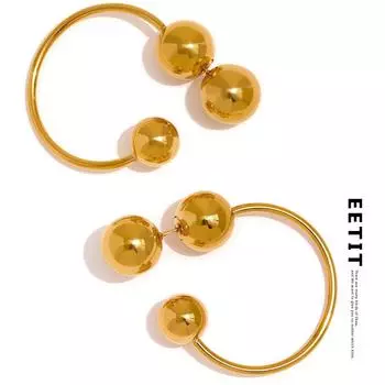 Eetit Заявление Металлический Шар Темперамент Нержавеющая Сталь Водонепроницаемые Серьги-кольца Женские Минималистичные 18-каратного Золотого Цвета Креативные Ювелирные Изделия
