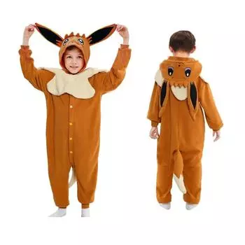 Eevee Onesie для детей, цельная пижама, детский костюм кигуруми на Хэллоуин, подарок на вечеринку 100 сплав оранжевый