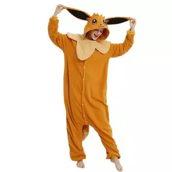 Eevee Onesie для взрослых, цельная пижама для женщин и мужчин, кигуруми, костюм для косплея на Хэллоуин, подарок на вечеринку S бронзовый