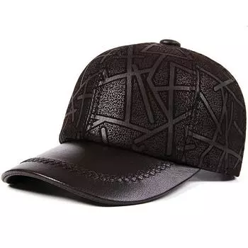 EFei Бейсбольная кепка ручной работы из овчины в стиле ретро, кожаная шляпа для женщин, модная унисекс one size(55-60cm) чёрный