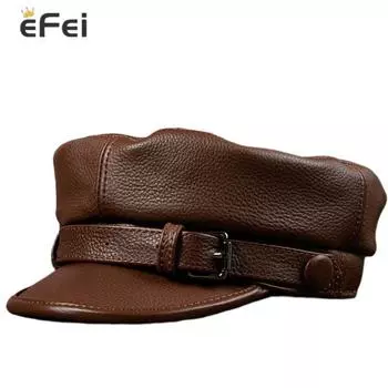 EFei модная однотонная армейская шляпа из воловьей кожи, берет, шляпа для женщин, плоская шляпа в стиле ретро в английском стиле L(55-56cm) чёрный