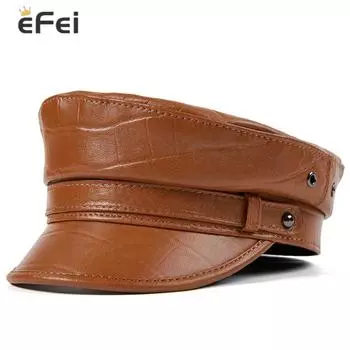 EFei натуральная кожа рок пиратская шляпа капитанская шляпа открытый плоский верх шляпа женская L(55-56cm) чёрный