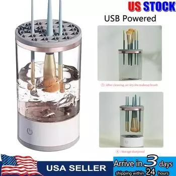 Efficient Electric Makeup Brush Cleaner Machine Automatic Cleaning Brush Washer Quick Dry Tool For Irregularly Sized Brushes 1pc