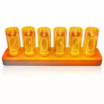 EGAOJP Будильник Ретро Nixie Часы Цифровые Gixie Часы 6 Цифровые Светодиодные Настольные Часы Подарочные Рождественские Подарок Светодиодные Цифровые Деревянные Настольные Часы
