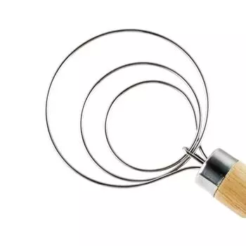 Egg Beater Stainless Whisk Wooden Handle Household Labor-Saving Flour Stirring Tool