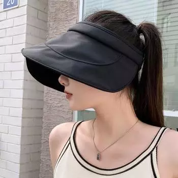 Egg Roll Hat Air Top Sun Hat Women s 2025 New Arrival Summer K-style Easiest for Match Big Brim Sun Hat Sun Protection Hat Black One size