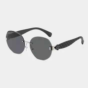 Egg-Shaped Oval Rimless Glasses Wavy Four-Leaf Clover Glasses Legs Sunglasses Women S Fashion Light Luxury Temperament Sunglasses