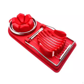 Egg Slicer Cutter Multifunctional 2 Slice Modes Easy Cleaning Strawberry for Hard Boiled красный