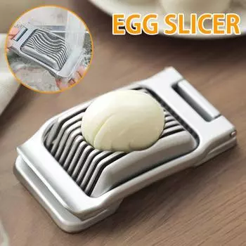 Egg Slicer Heavy Duty Aluminium Alloy Egg Slicer Cutter for Hard Boiled Eggs Multipurpose Egg Cutter Mini Manual Egg Slicer for серебряный